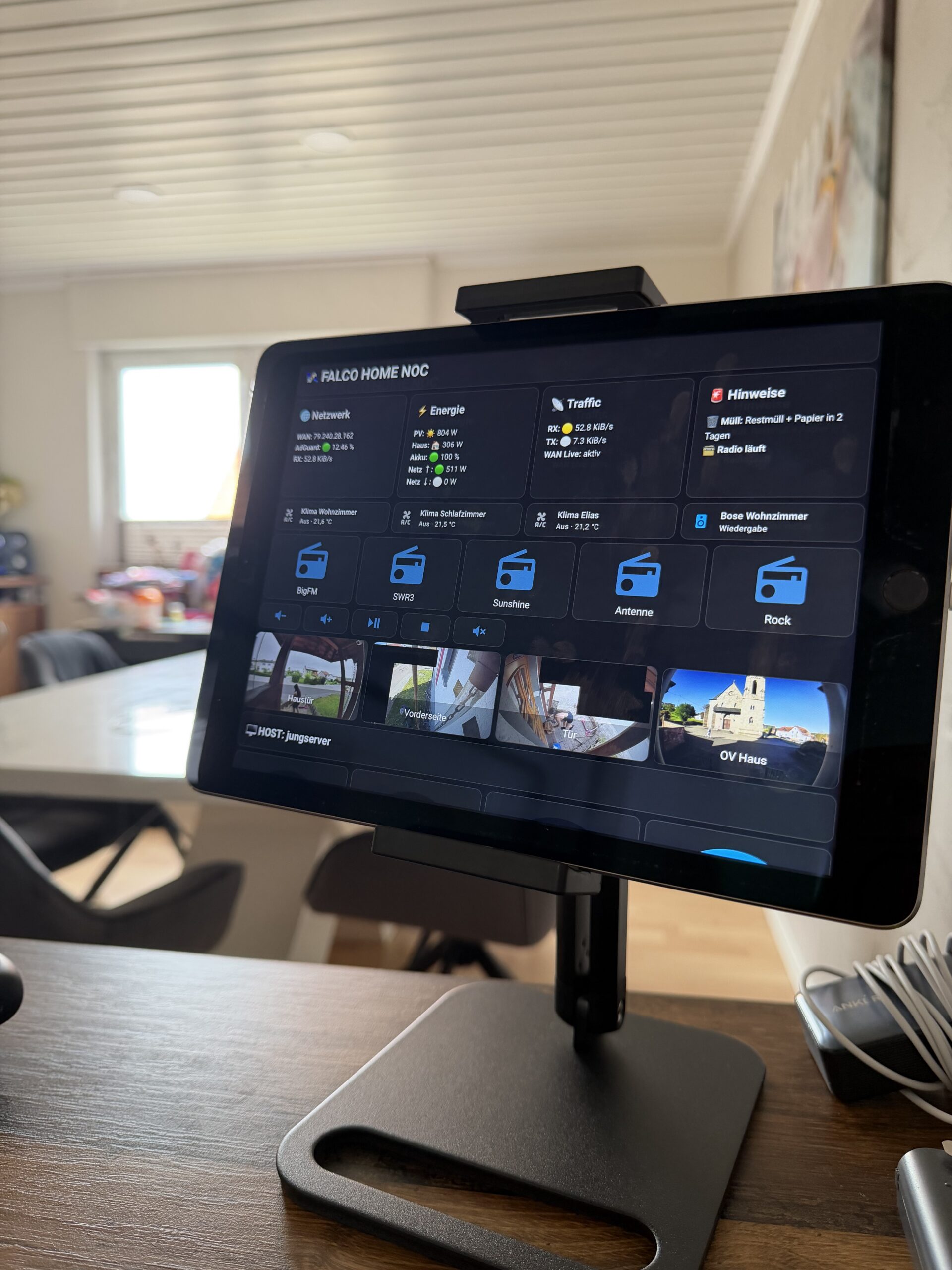 Home Assistant Dashboard auf einem iPad als Wanddisplay